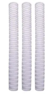 White Ring Texture Soft Cricket Bat Grip Long Size Handle (White, Pack of 3)