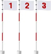 Threehoney 3 Pack Golf Flag Stick 6ft Putting Flag Golf Hole Cup Pole Pin Numbered Flags for Driving Range Backyard Yard Course Putting Green and Chipping Greens Gifts