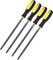 uxcell 4-Pack Square Metal File 8 Inch, High Carbon Steel File Diamond File Hand File W PVC Grip Handle for Wood/Metal/Ceramic/Glass/Stone/Jewelry/Tile/Model/DIY/Sharpening File