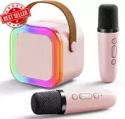 Karaoke Machine for Kids, Portable Bluetooth Speaker with 2 Wireless Mics