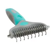 Groomer Essentials Double-Sided Deshedding Tool Rake 9/17 Blades - Dog Brush