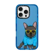 iPhone 16 Pro Impact Case Hipster Frenchie - Black