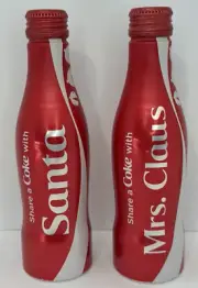 Coca Cola Metal Bottles Christmas Share A Coke w/ Santa & Mrs. Claus Unopened