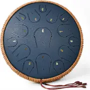 Steel Tongue Drum - 14 Inch 15 Note Tongue Drum - Hand Pan Drum with Music Book,