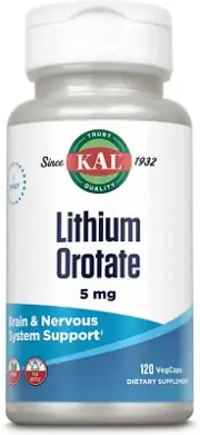 KAL Lithium Orotate 5 Milligrams | Low Serving of Chelated Lithium Orotate