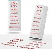 WAHXIAOSW 8-in-1 Office Stamps - Self Inking Office Stamp Set for Paid, Copy, Void,Scanned,Entered,Original,Approved,Confidential Stamps for Office Message Supplies-Red Ink (Office Stamps)