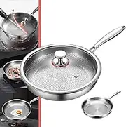 Titanium Hammered Pan Pro with Lid, 2025 Scratch-Resistant Non Stick Titanium Nutri Frying Pan for Cooking (M: 10.23in)