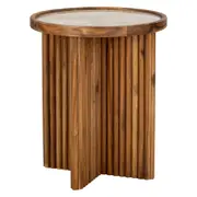 Marquee 400 x 400 x 480mm Natural Travertine Tile Fluted Side Table