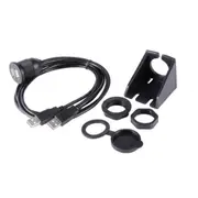 1Set Dual USB Socket Extension Cable Car Dashboard Flush Mount 2 USB Plug Lead Panel Data Cord Motorcycle Wire Charger black
