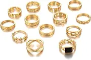 [BELICEY] Boho Knuckle Stackable Rings Set for Women Crystal Rhinestone Finger Ring Sets Vintage Joint Knot Mid Rings for Girls Stacking Rings Jewelry for Women