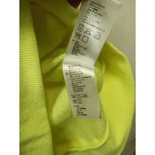 H&M螢光黃色棉質內磨毛連帽外套 尺寸S 近全新