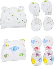 [VALICLUD] Tire Cap Hand and Foot Cover Newborn Cotton Hat Hat Boy Hats Sock Kit Anti Scratch Cotton Gloves for Bonnets for Thumb Guard Caps Foot Cover
