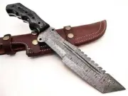 Tactical Combat Custom Handmade Damascus Steel Tracker Hunting Knife for Gifts