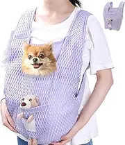 Duuclume Puppy Chest Carrier Backpacks,Adjustable Cat Outing Mesh Carrier,Portable Breathable Front Bag,Easy-Fit for Hiking Traveling Up to 5kg Pets (Purple)