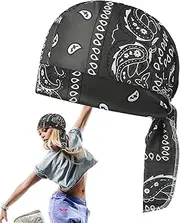 [Generic] Breathable Motorcycle Pirate Hat - Sweat Absorbing Bandana Headscarf Pirate Headwear, Summer Thin Mesh Cycling Cap Bandana Moisture Sun Protection Running Head Wrap Hat Helmet Liner for Men Women