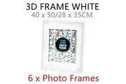6 x White Modern 3D Photo Frame 40x50CM Hang MDF Deep Arts Picture Desk Table