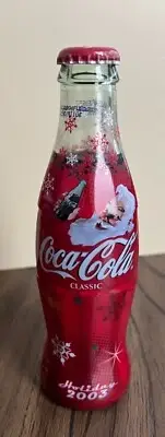 2003 Coca Cola Bottle 8oz. Holiday Christmas Collectible Santa Claus