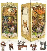 DIY Book Nook Kit,New DIY Dollhouse Booknook Bookshelf Insert Decor,3D Wooden Puzzles with LED,Book Nook Miniature Kit,Birthday Easter Home Decor for Teens Adults