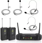 2 Channel Wireless Microphone System - Portable UHF Digital Audio Mic Set with 2