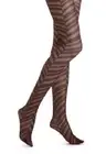 Hue Nylons Sz M/L Espresso Geo Sheer Herringbone Tights W/ Control Top Nylons