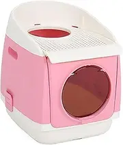 Double-Door Folding Cat Litter Box Plastic Cat Bedpan with Top Exit and Front Entrance Deodorizing Pet Cat Supplies