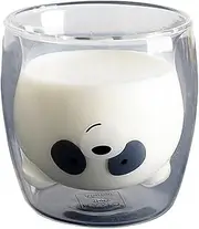 Beer Mug Lovely Panda Double Wall Glass Cup 250ml Bear Beer Glasses Creative Morning Milk Glass Juice Glass Heat Resistant Mug Shot Glass Beer Mugs (Size : Panda)