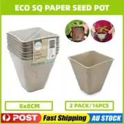 16x Eco Square Paper Seed Pot Biodegradable Seedling Pots Garden Nursery 8x8cm