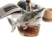 Whiskey Shark Glass Decanter, 2025 Unique The Great White Animal Statue Liquor Bottle, Fun Bar Decor, 20/18/9cm, Easy To Use, Versatile In Uses, For Wine Enthusiasts And Animal Lovers