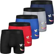 [CSYER] Boys Boxer Briefs 5/7-Pack Size 13Y-16Y Quick-Dry Athletic Underwear with Fly Anti-Chafe Breathable for Daily Wear