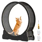 Advwin Cat Exercise Wheel Wooden Cat Running Wheel Exerciser Treadmill Scratcher Board