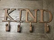 Rustic Wall Art Metal Hooks Coat Rack Organizer Rustic Letters KIND