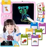 Croeve Talking Tablet, Croeve S Talking Tablet, 2 in 1 Drawing English, 2 in 1 Drawing Speaking Flash Cards, 2In1 Voice Pad &Drawing Board, Plug & Play English Language System (510word,Pink)