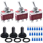 /3Pcs Waterproof Heavy Duty Toggle Switch 12V DC 30A DPDT 3 Position 6 Pin On-Of