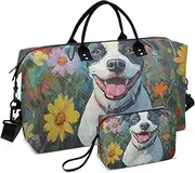 [YXYZRMY] Happy Dog Garden Travel Duffel Bag Gym Bag Sports Tote Bag with Multiple Interior Pockets Shoulder Weekender Bag for Women Men with Toiletry Bag 20.5”x 7.9”x 13.8”, Multi-Colored, one size