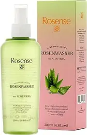 Rosense Pure Rose Water with Aloe Vera | Skin Balancing & Moisturising, Face Cleanser, Fragrance & Alcohol Free Natural Face Toner - 200ml