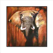 Framed Oil Painting Hand Painted Abstract Animals Canvas - Elephant (100cm x 100cm)