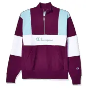 Champion LIFE Men's Reverse Weave Colorblock 1/4 Zip Venetian Purple Sweatshirt