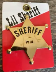 Vintage Brass Lil' SHERIFF STAR BADGE Engraved "PHIL" by Swibco. Nice!