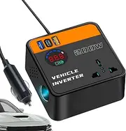 Truck Adapter Plug | Car Adapter Plug | Digital Display Car Charger | Travel Power Inverter | Vehicle Electrical Adapter | Cell Phone Notebook Car Charger Adapter Road Trip Converter For Minivan Truck