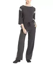 Josie Natori Women's Chi French Terry Pants, Heather Black, XS