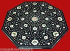 24" Black Marble Coffee Table Top Handmade Pietra dura Home Decor