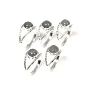 Wholesale 5Pc 925 Solid Sterling Silver Labradorite Ring Lot P356