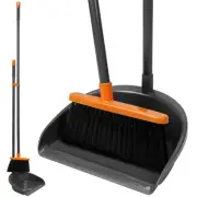 Long Handle Broom with Upright Standing Dustpan Combo for Office Home Kitchen...