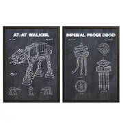 [Namly Design] Patent Drawing Poster - AT-AT & Probe Droid / Set of 2