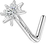 [KASFREE] 925 Sterling Silver Nose Rings for Women Hypoallergenic 20G L Shaped Stud Piercings for Men and Women
