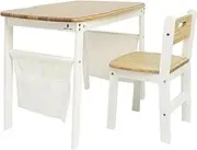 Damoch Family™ Kids Study Desk and Chair Set - Cute and Functional, Including 2 Canvas Storage Bags and Transparent Table Protector Mat, Creating Perfect Sense for School and Homework