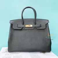 在飛比找Yahoo!奇摩拍賣優惠-【黎都精品】HERMÉS 愛馬仕 Birkin35 黑色 金