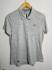 NWT WOMEN'S ADIDAS SPACEDYE POLO, SIZE: L, COLOR: WHITE/BLACK (J506)