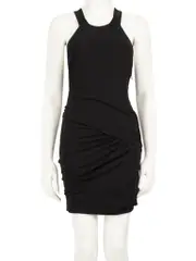 Black Sleeveless Draped Mini Dress