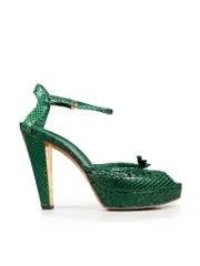 Green Python Platform Sandals